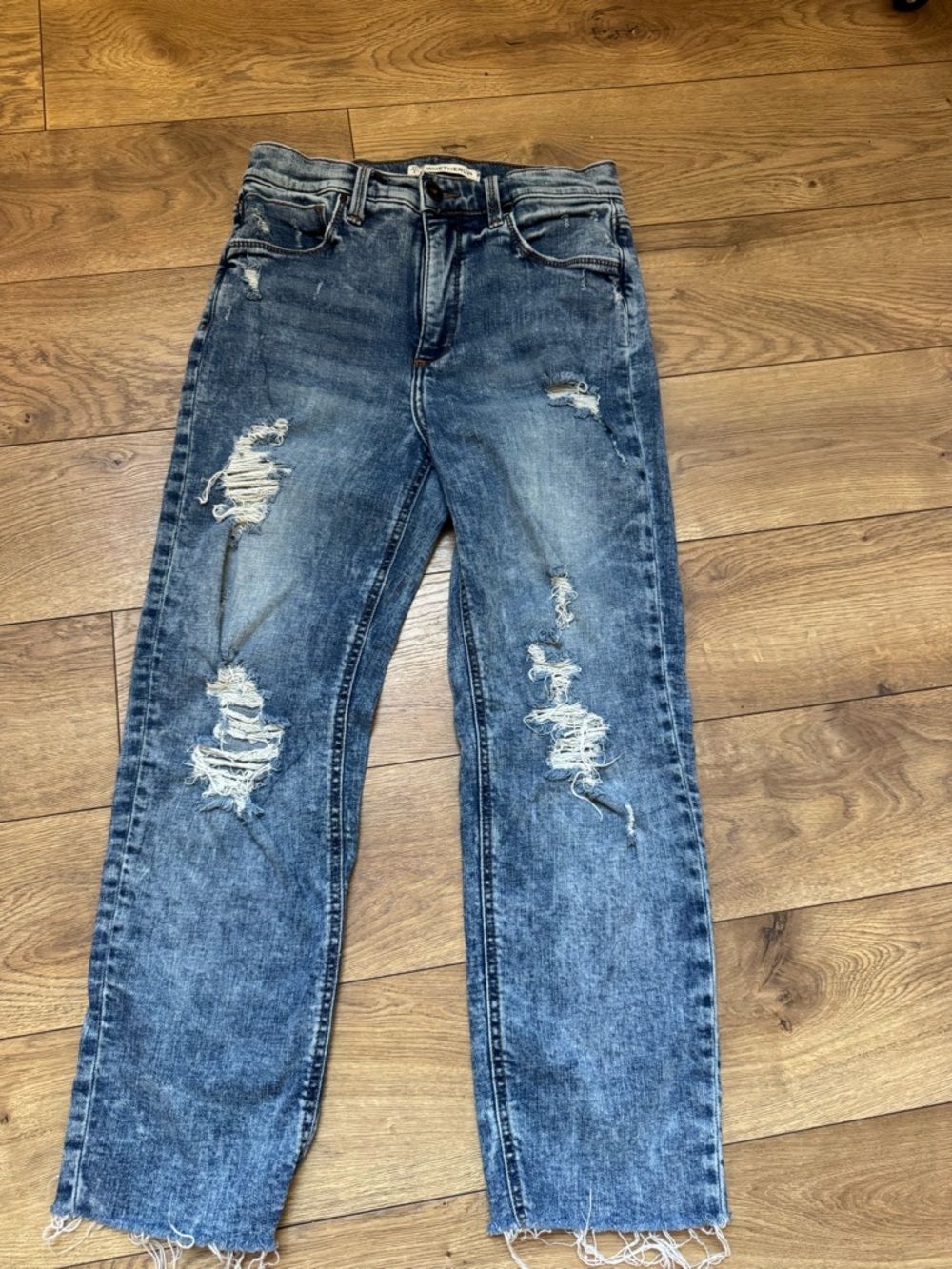 Whetherly Distressed Medium Blue Boyfriend Jeans